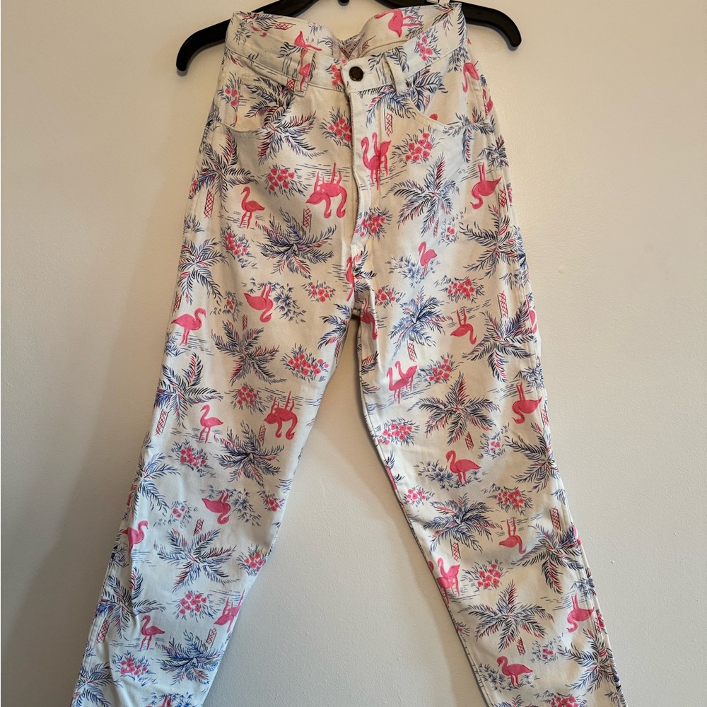 Vintage Flamingo and Palm Print Pants